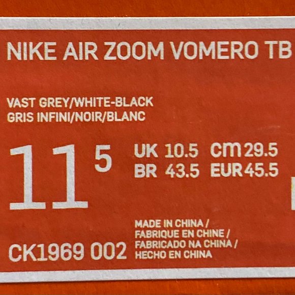 Men's Nike Air Zoom Vomero 14 TB Shoes (11.5) Grey/White - Picture 8 of 8